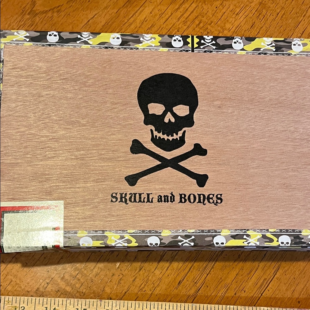 Skull and Bones Wooden Cigar Box